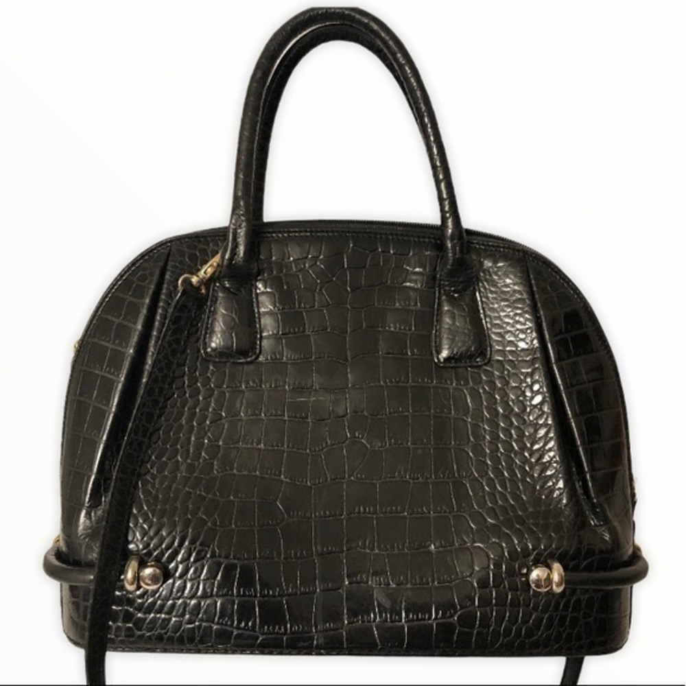 BALLY vintage crocodile embossed leather black bag